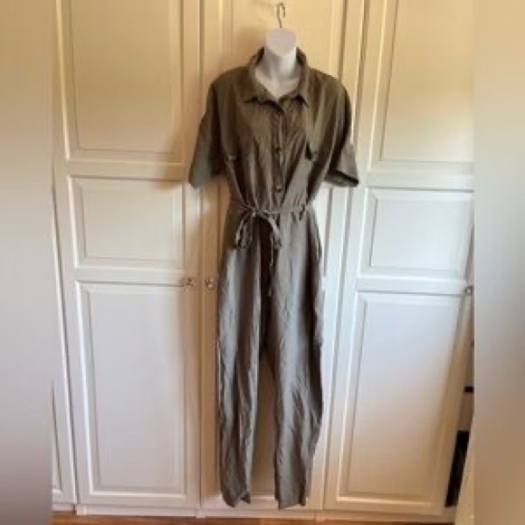 Pants - Molly Bracken Olive Green Utility Jumpsuit